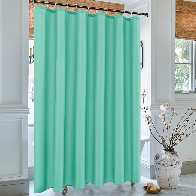 Biscaynebay Extra Long Fabric Shower Curtain Liners 72" Width by 84" Length, Teal Bathroom Curtains, Water Resistant Rust Resistant Grommets Top Weighted Bottom Machine Washable