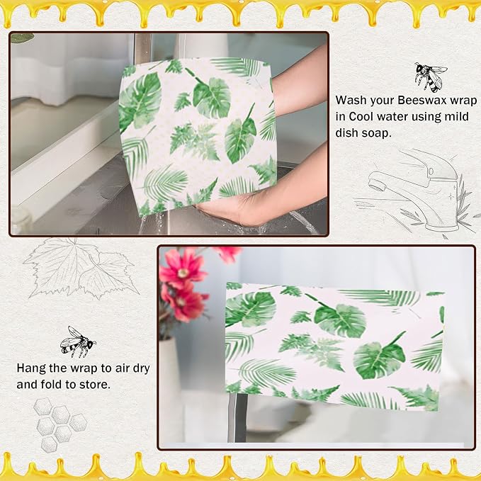 Sustainable Food Preservation With 3 Natural Beeswaxs Cloth Wraps Washable And Reusable Portable Kitchen Supplies