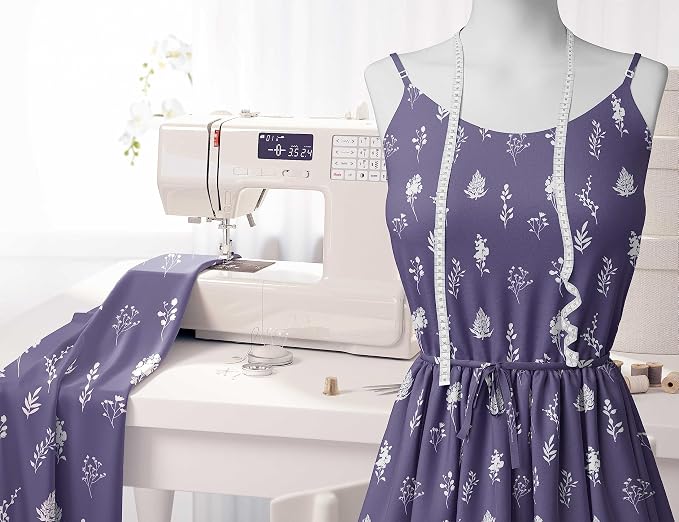 Soimoi Luxurious 58" Wide Purple - Floral Printed, Cotton Jersey Fabric - Perfect Material for Clothing, Home Decor, Craft Projects, 1 Yard