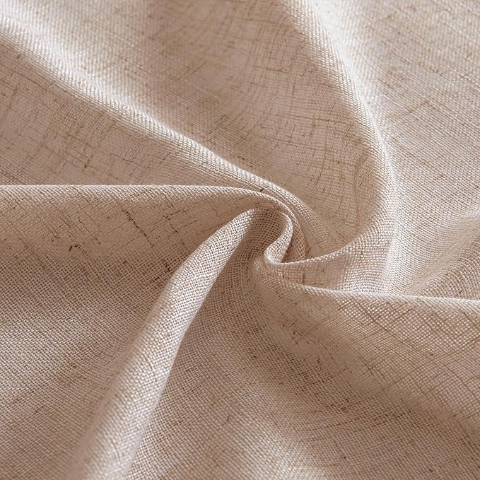 MIULEE Natural Beige Linen Curtains 72 Inch Length 2 Panels for Bedroom Living Room, Soft Linen Textured Window Drapes Semi Sheer Light Filtering Back Tab Rod Pocket Farmhouse Burlap Look Decor