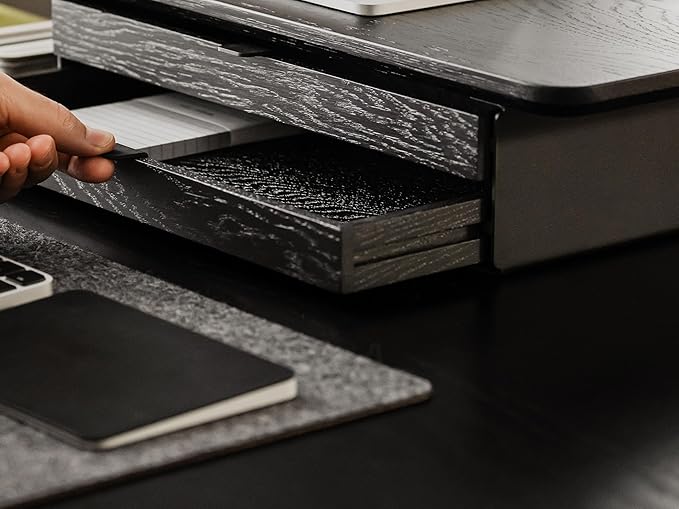 OAKYWOOD Large Modular Drawer – Solid Wood Desk Organizer with Drawers – Document Holder & Office Storage – For Home Office Use – Black – Dual Size