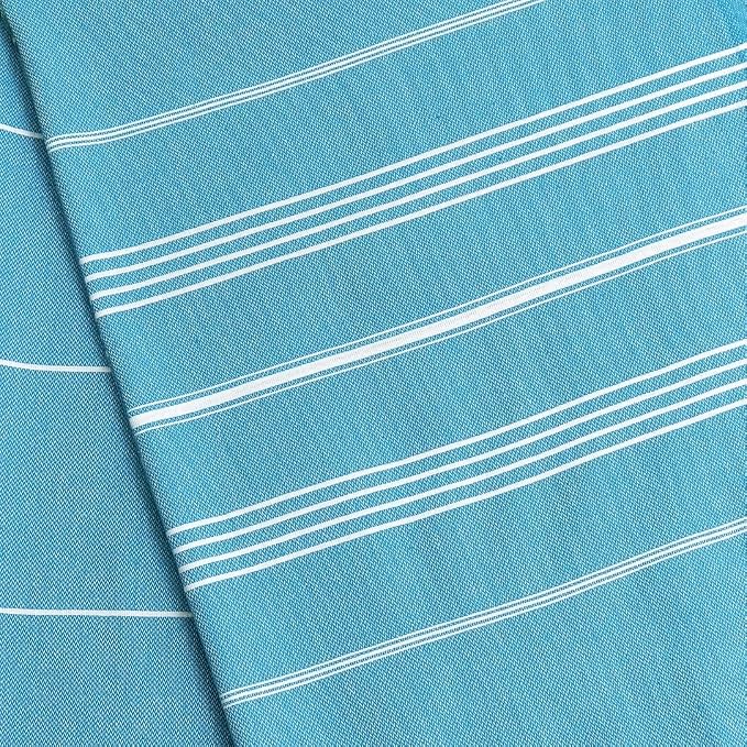 Bersuse Towels Anatolia XL Beach Blanket Throw Blanket Turkish Towel 100% Cotton Extra-Large Quick-Dry Lightweight Premium Peshtemal Towel - 61x82 Inches, Sea Blue (Set of 6)