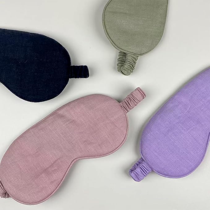 Eye mask Pure Linen Sleep Mask with Elastic Band, No Pressure On Eyes,Side Sleeper Eye Cover Organic Cotton Core Blindfold,Napping & Yoga Travel Essentials (Dusty Pink)