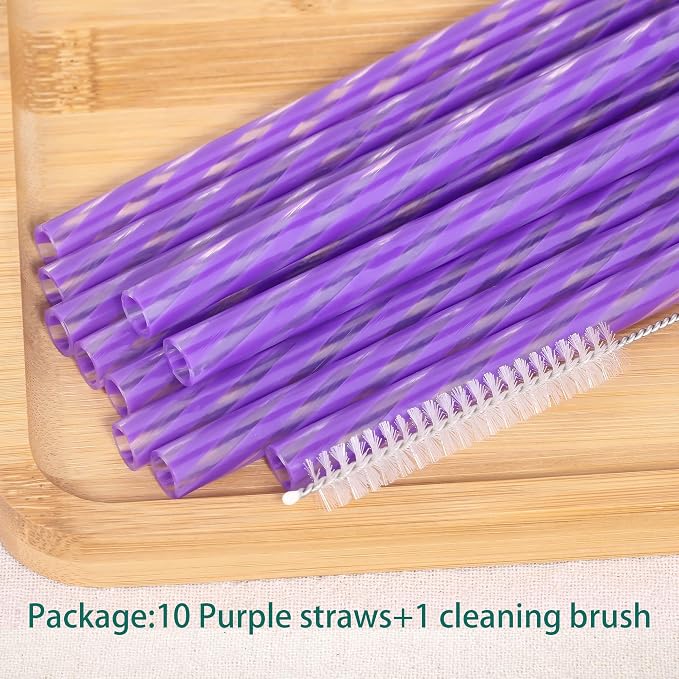 Dakoufish Replacement Straws for StanleylOwalalHydro Jug 40oz 30oz Tumbler,10 Pack 12 Inch Purple Reusable Straws With Cleaning Brush For Stanley Simple Modern Cup,Dishwasher Safe.