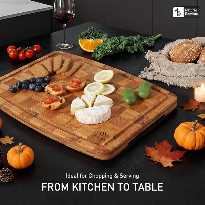 Extra Large Bamboo Cutting Board Non Slip Over Sink Kitchen Wooden Cutting Board 2025 First Apartment Essentials New Home Must Haves Accessories House Warming Decor Housewarming Hostess Host Gifts