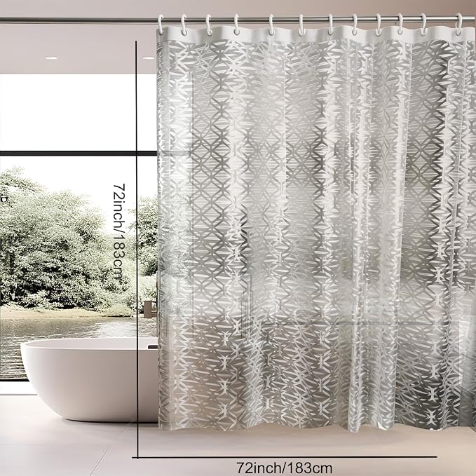 TIKABC Shower Curtain Liner, 4G PEVA Shower Liner, Plastic Peva Waterproof Shower Curtains, 72x72 inch with Grommet Holes 3 Magnetic Weights