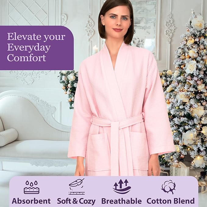 TowelSelections Womens Waffle Robe Kimono Spa Bathrobe Soft Shower Bath Robe for Women XS to XXL