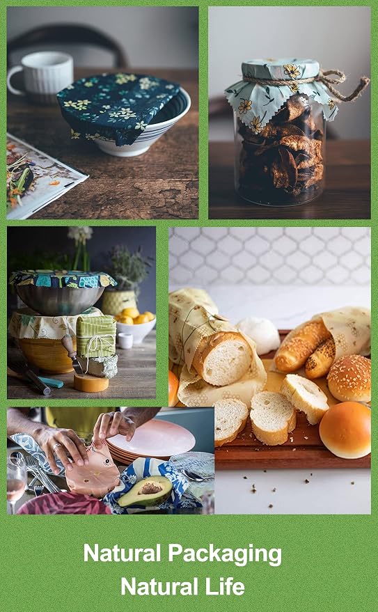 Zelten Beeswax Reusable Food Wraps - (3 Packs, 3 Sizes S,M,L) Plastic and Silicone Free, Eco-friendly Wrap, Wax Paper for Food,Banana