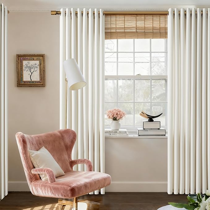 Natural Linen Extra Long Curtains 120 Inch Length for Living Room 2 Panels Privacy Grommet Drapes Light Filtering Semi Sheer Curtains for Dining Room Sliding Door 10 FT 52x120 Birch Cream Ivory