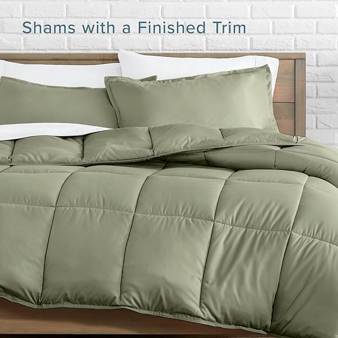Bare Home Comforter Set - Queen Size - Ultra-Soft - Goose Down Alternative - Premium 1800 Series - All Season Warmth (Queen, Sage)