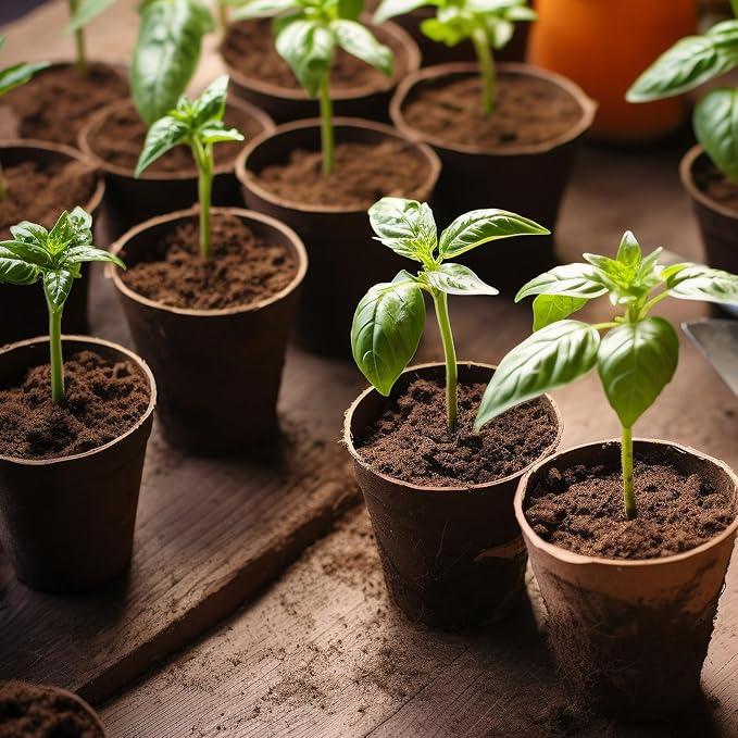 102 Pcs Peat Pots for Seedlings, 3.14 inch Biodegradable Seed Nursery Pot with Drainage Holes, Seedling Pots Include 50 Labels