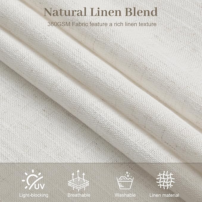 IVAPUPU Pinch Pleated Curtains 102 Inch Long for Living Room, Extra Wide Semi Sheer Drapes Memory Trained Back Tab Hooks Rings Linen Blend Curtain for Sliding Door, 60 Wide, Beige White, 1 Panel