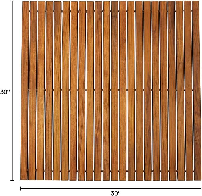 Nordic Teak 100% Solid Teak Wood String Mat - Indoor and Outdoor Use - Non-Slip Wooden Platform for Sauna, Pool, Hot Tub Flooring Decor and Protector (Oiled Finish, 30" X 30")