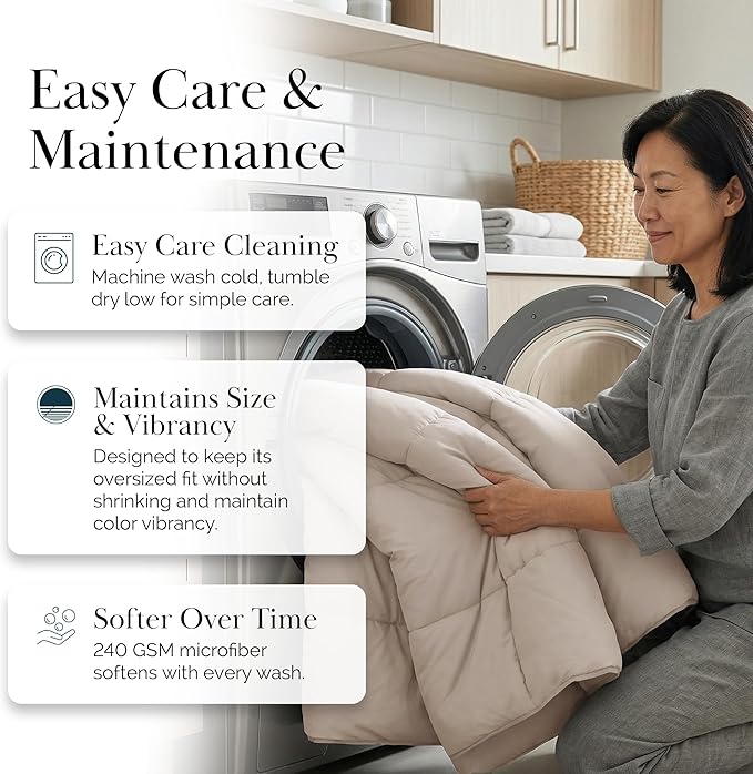 Southshore Fine Living, Inc. Twin/XL Comforter/Duvet Insert, Down-Alternative Comforter, Pet Hair Resistant Bedding Comforters, Cozy and Fluffy Comforters, Twin Size Bedspread, All Seasons, Bone