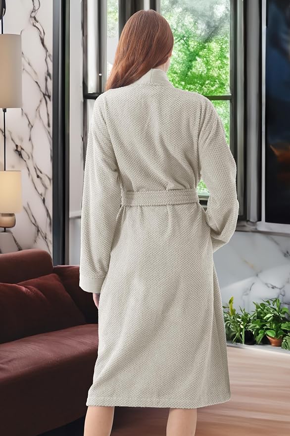 SEYANTE Turkish Cotton Bathrobe for Women - Organic GOTS Certified Terry Hooded Kimono Robe - Spa Quality Women's Cotton Robe