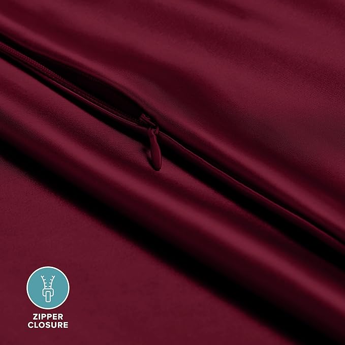 Bare Home 100% Mulberry Silk Pillowcase for Hair and Skin - Ultra Premium 6A Grade 19 Momme Silk Pillow Case - Hidden Zipper - Breathable Cooling Pillow Cover (Standard, Burgundy)