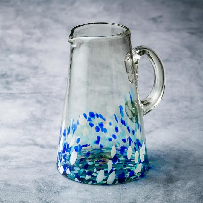 10 Strawberry Street Bahia Pitcher Handblown Mexican Glass
