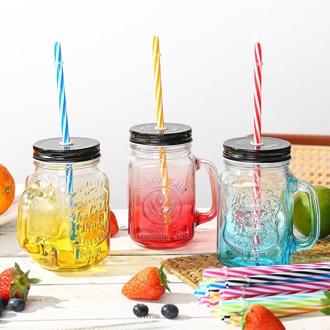 25 Pieces Reusable Plastic Straws with 2 Cleaning Brushes, BPA-Free 9.05" Long 0.29" Diameter, Colorful Drinking Straws for 12–20 oz Tumblers and Mason Jars