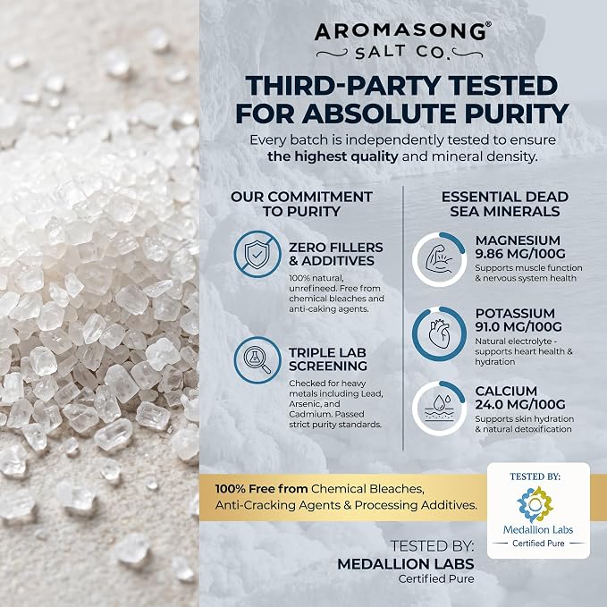 Aromasong Dead Sea Salt - Fine Grain Spa Salt Grapefruit Scent 14 Oz – 7 Uses Per Pack - Pure & Natural - Used for Body wash Scrub - Soak for Women & Men for Skin Issues and to Relax Tired Muscles