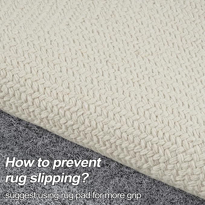 LEEVAN Washable Kitchen Rug 5' x 8', White Bathroom Rugs, Reversible Living Room Rug, Farmhouse Low Profile Bedroom Rugs, Modern Nursery Carpet for Foyer Laundry/Proch Decor
