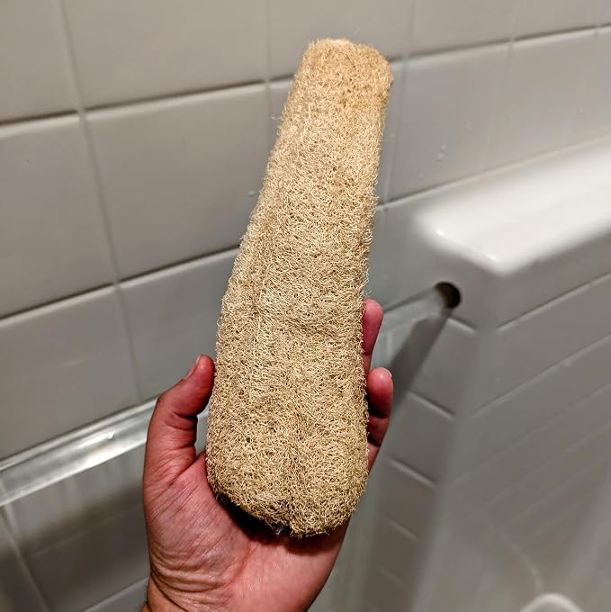 Natural Loofah Sponge – 100% Plant-Based Exfoliating Bath & Shower Scrubber, Plastic-Free, Eco-Friendly Body Exfoliator for Skin Care