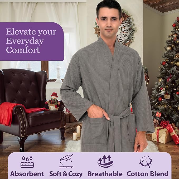 TowelSelections Mens Robe Waffle Spa Bathrobe Soft Shower Bath Robe for Men