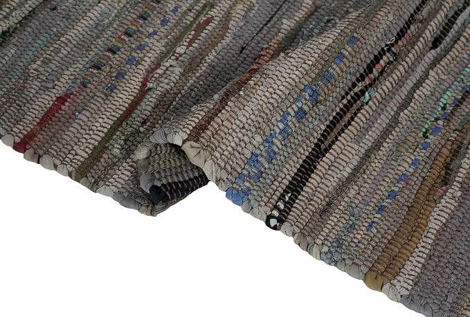 Cotton Rag Rug 24x36'' | 2x3' Multicolor Area Rug - Hand Woven, Washable & Reversible with Tassels - Perfect for Living Room, Kitchen, Entryway, or Bedroom (Brown)