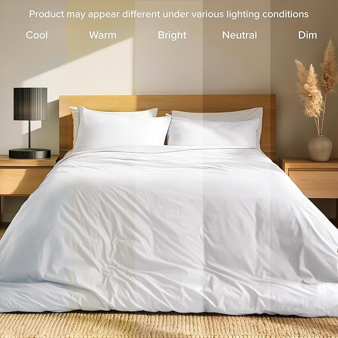 Bare Home 100% Organic Cotton King Duvet Cover Set - Crisp Percale Weave - Lightweight & Breathable - Cooling Duvet Cover Set (King, White)