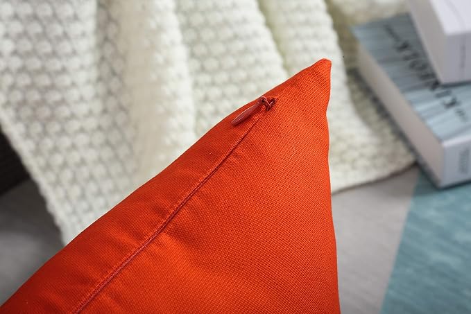 TangDepot Handmade Decorative Solid 100% Cotton Canvas Throw Pillow Covers/Pillow Shams, (12" x18" , Deep Orange, 1 Count (Pack of 1)) | 100% cotton, same-color zip, machine wash & air dry. For living room, bedroom, office, car. 42 colors, 67 sizes. Co...