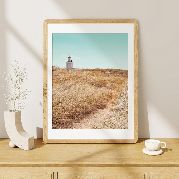 Fun Memories 18x24 Poster Frame - Solid Oak Wood Frame, 18x24 Picture Frame with Mat for 16x20, Wood Frame with Tempered Glass, 24x18 Large Poster Frame for Gallery Wall Display, Natural Oak