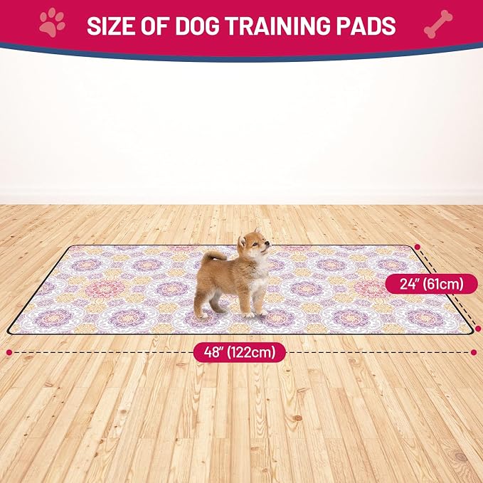 Washable Dog Pee Pads - Absorbent Reusable Puppy Training Pads, Waterproof Leak - Proof & Non - Slip for Crate Whelping Potty Training 24x48 (Pack of 2)