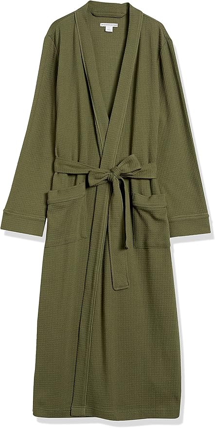 Amazon Essentials Women's Lightweight Waffle Full-Length Bath Robe with Pockets (Available in Plus Size)