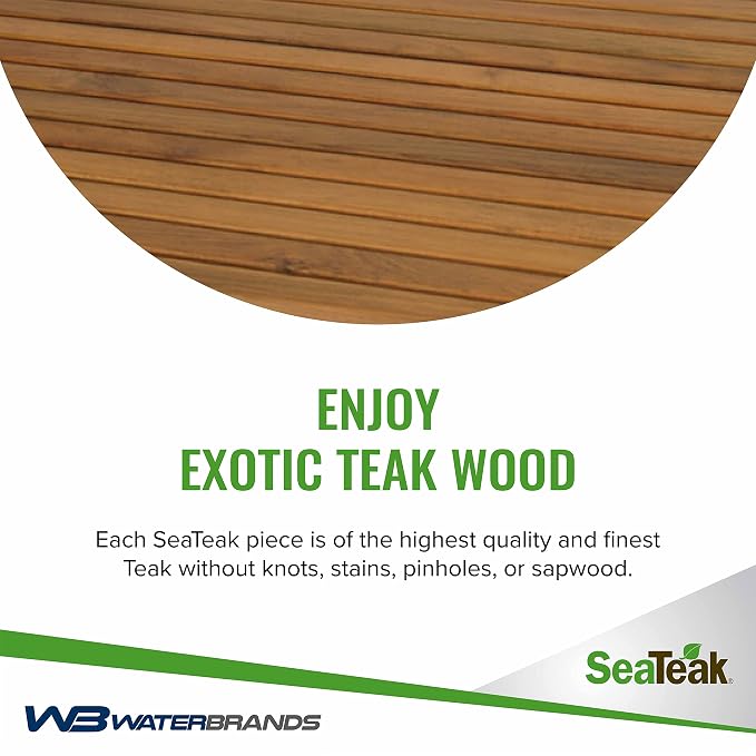 SeaTeak Rectangular Wooden Teak Shower Mat | Waterproof Mat | Indoor Bath Mat | Outdoor Shower Platform | 31.5" L x 19.75" W x 1.25" H