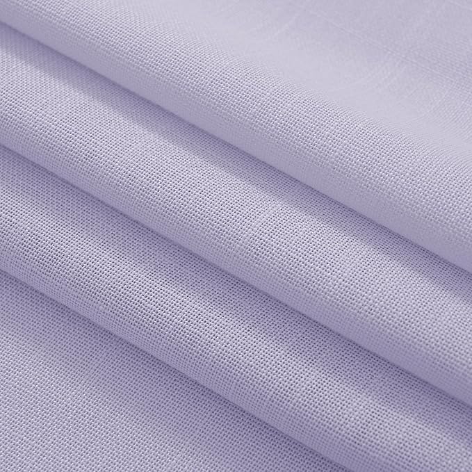 Lavender Purple Linen Curtain 90 Inch Long 2 Panels for Living Room Semi Sheer Privacy Grils Bedroom Window Curtains Rod Pocket Luxury Modern Farmhouse Decor Light Violet 52ラ90