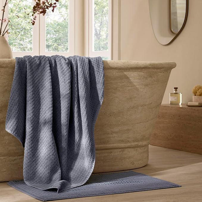 BOLL & BRANCH Turkish Waffle Bath Sheet - Mineral - 100% Organic Turkish Cotton - Lightweight Soft Absorbent Quick Dry Luxury Spa Bath Sheet with Textured Waffle Weave - Oversized
