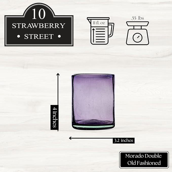 10 Strawberry Street Morado Mexican Glassware, DOF, Set of 4
