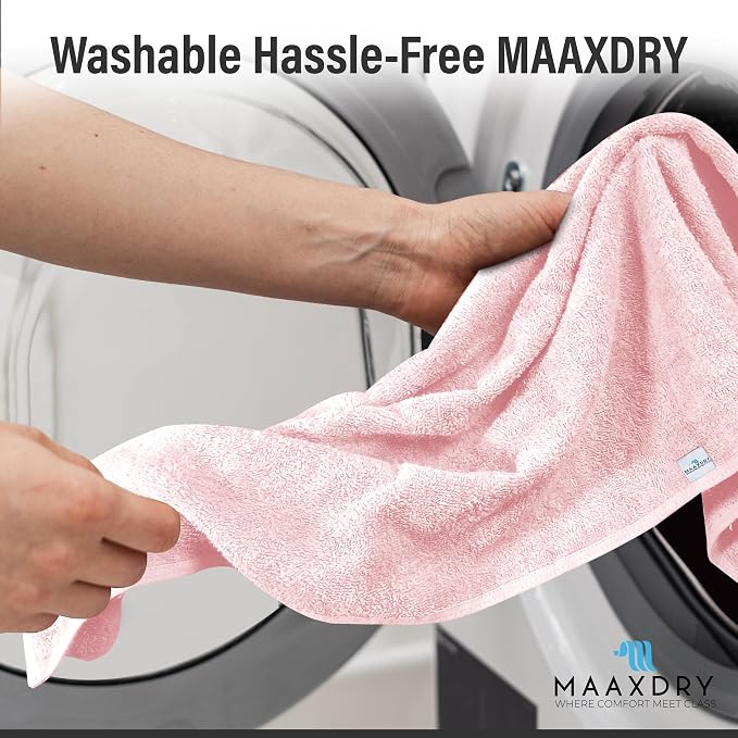 100% Cotton Large Hair Towel Wrap for Women, Men & Kids β Non-Microfiber 450 GSM Thick Super Absorbent Hair Towel 26x40 Inches, Secure Elastic Hair Wrap for Long & Curly Hair (Pink)