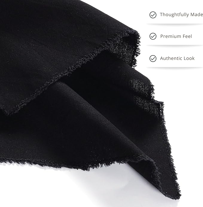 Ramanta Home Cloth Napkins Set of 4 Black 18x18 Inch - Spring Soft & Durable Frayed Dinner Napkin for Easter Wedding, Birthday, Party | Heavy Weight Fabric Table Linen for Everyday Use Family Dinners