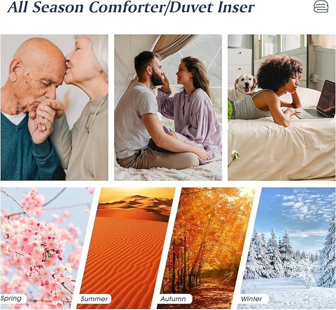 Blue Ridge Home Fashions Microfiber Light Weight Solid Duvet Insert Down Alternative All Season Bed Comforter-Hypoallergenic Polyester Fill Cooling, Cal King, White (120"x120")