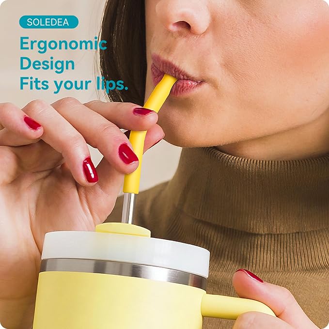 2 PCS 30oz Reusable Straws Ideal for 30oz Stanley Cup & 24oz Tumblers | Stainless Steel Drinking Straw with Anti-Clank Silicone Bottom, Fits Most Medium-Size Mugs