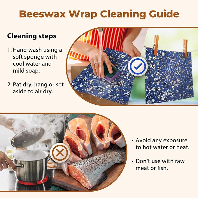 OHIYO Reusable Beeswax Bread Bags & Reusable Beeswax Wrap for Food, 9 Pack Organic Cotton Beeswax Papers (1XL + 3M + 5S)