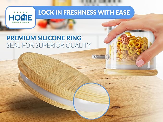 Home Warehouse - Borosilicate Glass Jar Storage with Bamboo Lid and Spoon | Easy to Clean | Premium Kitchen Organization Solutions | 500ml | 17 oz