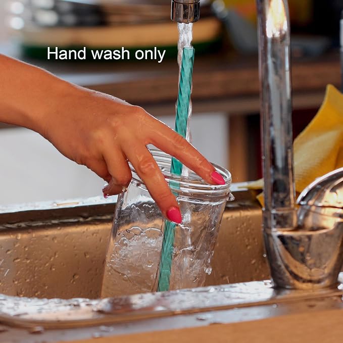 Dakoufish 5 Inch Reusable Clear Plastic Swirl Drinking Straws for Short Mini 6 oz-8 oz Jars and Tumblers,Set of 12 Pcs Replacement Straws & 1 Cleaning Brush (5inch,12color)
