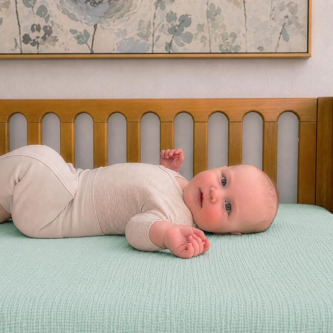 Newton Baby Deluxe Crib Sheet – Ultra-Soft Breathable Organic Cotton Fitted Crib Sheet | Thicker & Softer Design | Machine Washable Baby Bedding | Aqua Mint