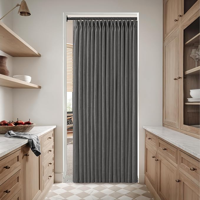 Pinch Pleat Charcoal Grey 72 Inch Curtains for Bedroom Rustic Linen Blend Viral Pleated Semi Sheer Window Drapes Light Filtering Privacy Modern Office Sunroom Cabin Closet Curtain Back Tab Gray 50x72