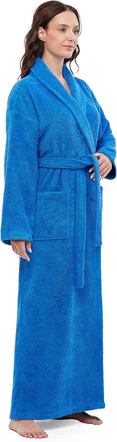 Arus Women's Shawl Collar Robe, Turkish Terry Cotton Bathrobe,with Regular and Full Length Options