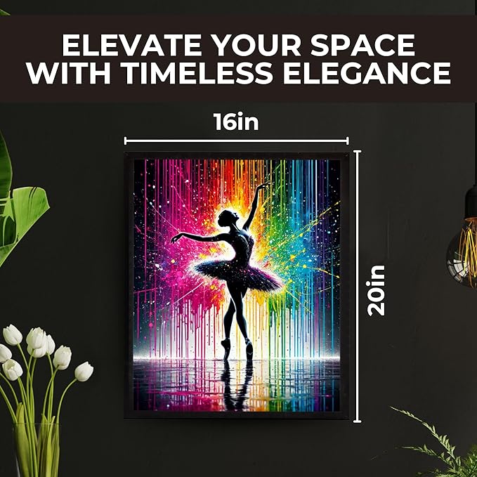 InkFlow Posters Art Ballerina Poster - Dancing Under The Rain Print - Abstract Art - Silhouette Art - Graffiti Print - Great Bedroom or Living Room Decor - 16x20 Unframed Canvas Print