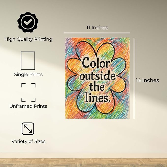 InkFlow Posters Hand-Drawn Positive Message Poster - Colorful Graphic Typography - Modern Wall Decor for Living Room or Office - 11x14 Unframed Canvas Print