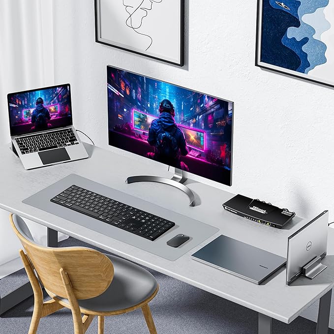 ALOANES Waterproof Mouse Pad with Durable Stitched Edge, Large Gaming Keyboard Pad, Non-Slip Rubber Base Mouse Mat, Extended Desk pad for Gamer, Office & Home, Gray Mousepad 31.5"x 15.7"x 0.12"