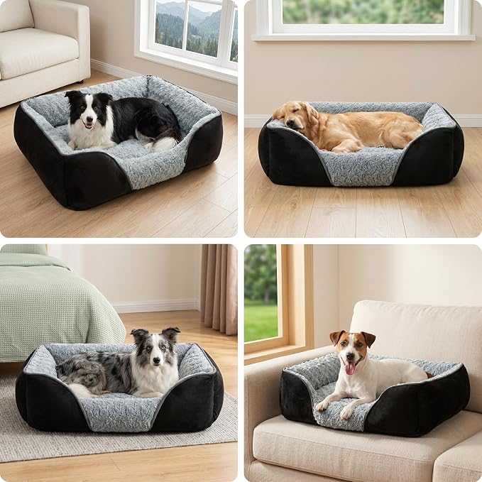 INVENHO X-Large Dog Bed Rectangle Washable Orthopedic Soft Calming Sleeping Durable Pet Cuddler with Anti-Slip Bottom